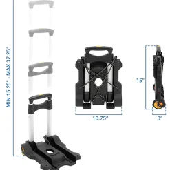 Mount-It! Folding Premium Luggage Cart, Black