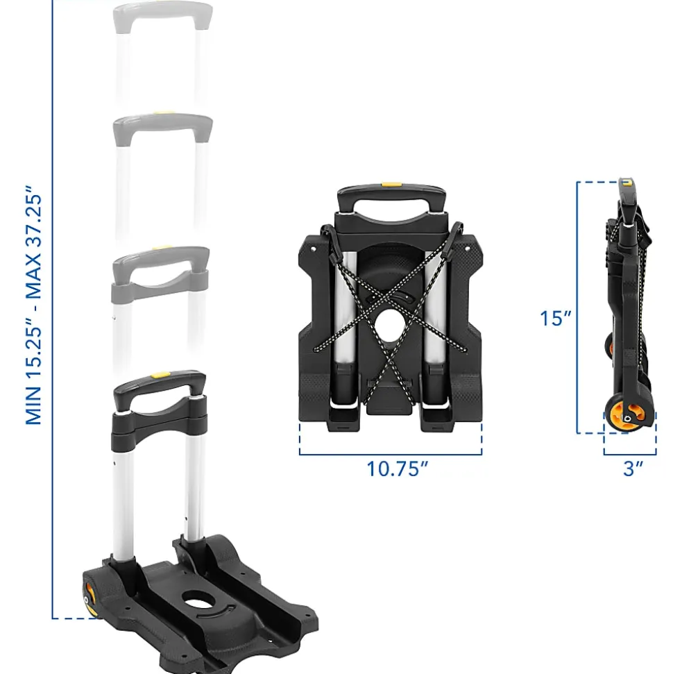 Mount-It! Folding Premium Luggage Cart, Black