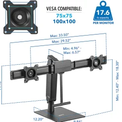 Mount-It! Freestanding Dual Monitor Arm For 17