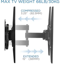 Mount-It! Full Motion Corner TV Wall Mount, For Screens Up to 55",  Black