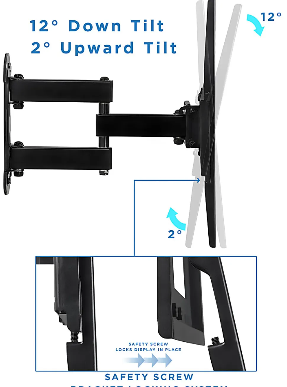 Mount-It! Full Motion Corner TV Wall Mount, For Screens Up to 55", Black