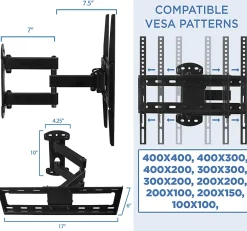 Mount-It! Full Motion Corner TV Wall Mount, For Screens Up to 55