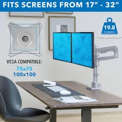 Mount-It! Full Motion Dual Monitor Desk Mount, Silver