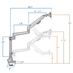Mount-It! Full Motion Single Monitor Desk Mount, Silver