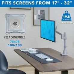 Mount-It! Full Motion Single Monitor Desk Mount, Silver