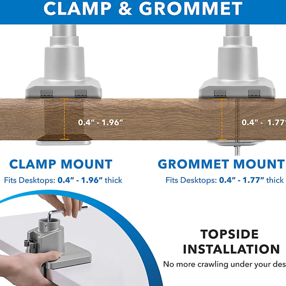 Mount-It! Full Motion Single Monitor Desk Mount, Silver