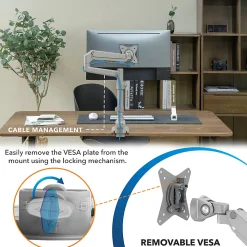 Mount-It! Full Motion Single Monitor Desk Mount, Silver