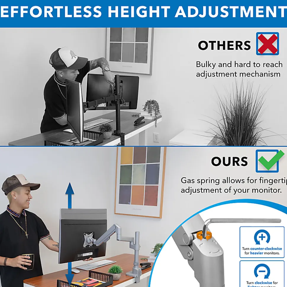 Mount-It! Full Motion Single Monitor Desk Mount, Silver