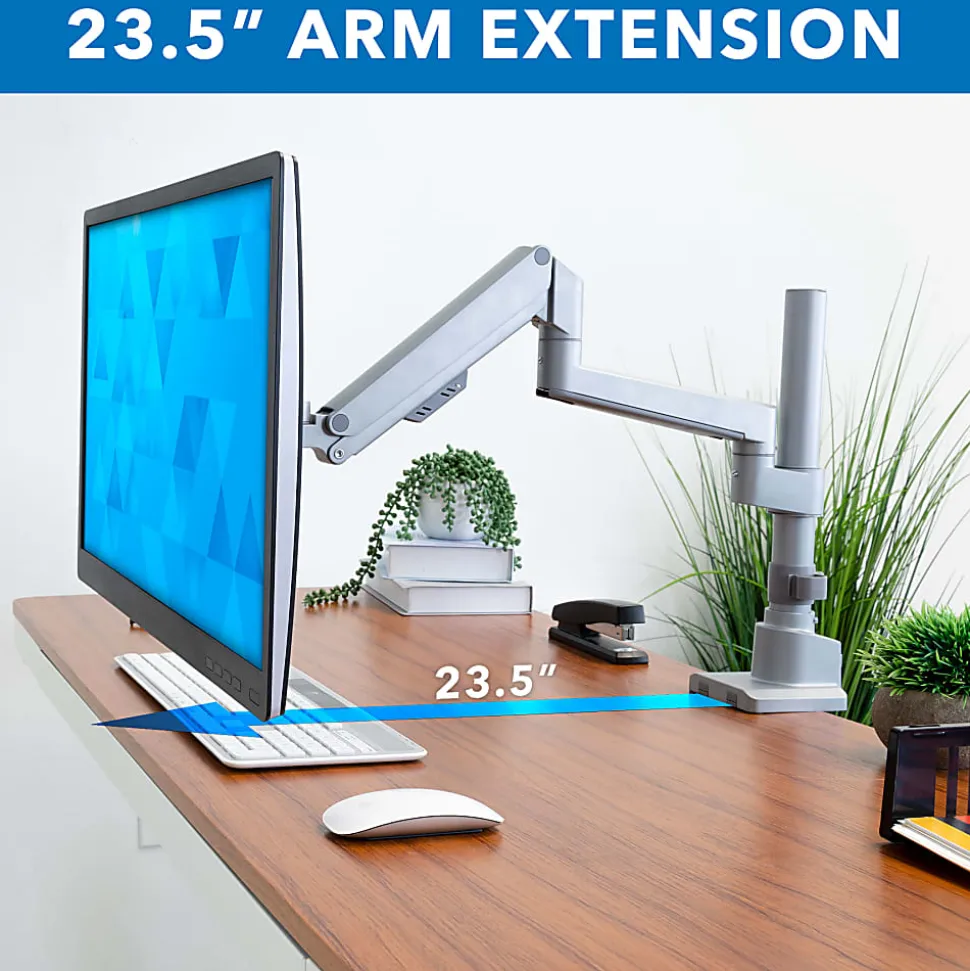 Mount-It! Full Motion Single Monitor Desk Mount, Silver
