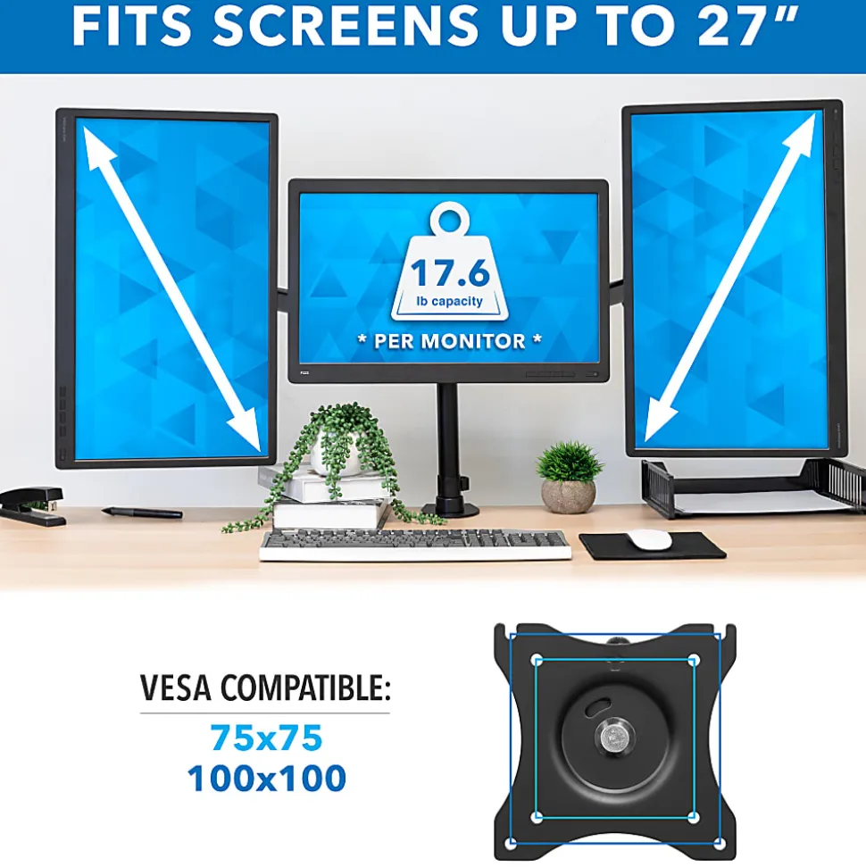 Mount-It! Fully Adjustable Triple Monitor Desk Mount MI-1753