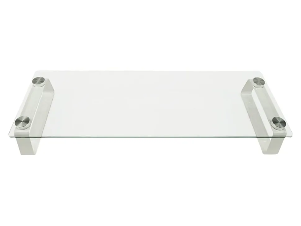 Mount-It! Glass Computer Monitor Riser, 3-1/4"H x 22"W x 8-1/4"D, Clear/White