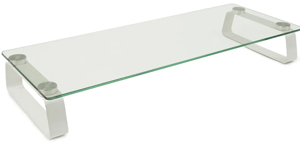 Mount-It! Glass Computer Monitor Riser, 3-1/4"H x 22"W x 8-1/4"D, Clear/White