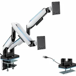 Mount-It! 35” Heavy Duty Dual Monitor Arm, Grayish White/Matte Black