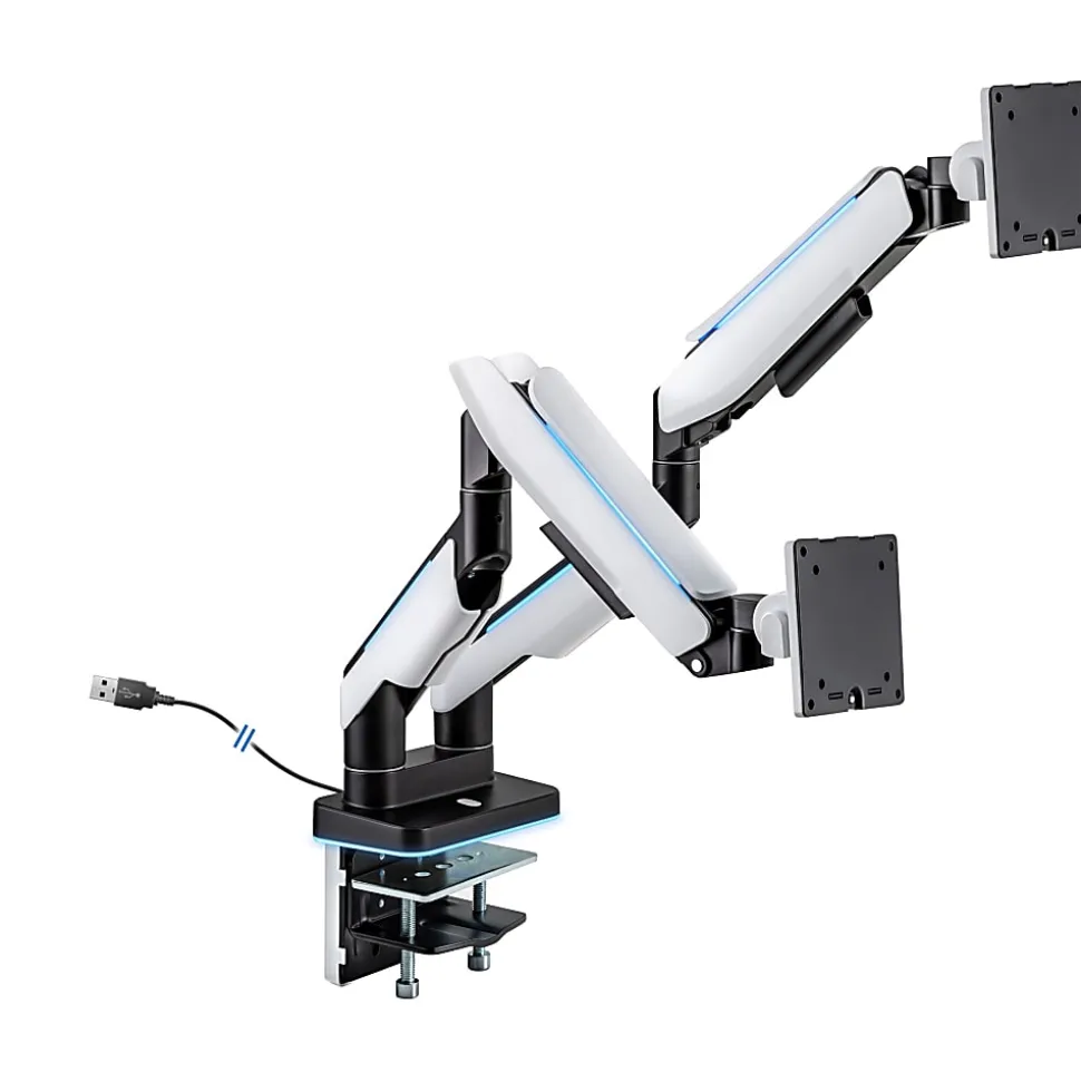 Mount-It! 35” Heavy Duty Dual Monitor Arm, Grayish White/Matte Black