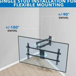 Mount-It! Heavy Duty Full Motion TV Wall Mount For Screen Sizes 37” To 80”, 2-3/4”H x 11-1/2”W x 28-1/2”D, Black