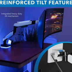 Mount-It! Heavy-Duty 49” Single Monitor Arm, Grayish White/Matte Black