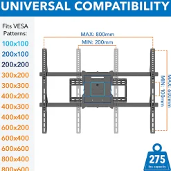 Mount-It! Heavy-Duty TV Wall Mount With Long Extension Arms For 60