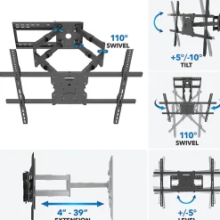 Mount-It! Heavy-Duty TV Wall Mount With Long Extension Arms For 60