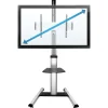 Mount-It! Height-Adjustable Rolling TV Cart For 32” - 70” TVs, Black