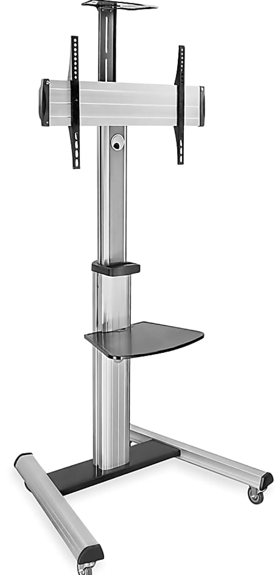 Mount-It! Height-Adjustable Rolling TV Cart For 32” - 70” TVs, Black