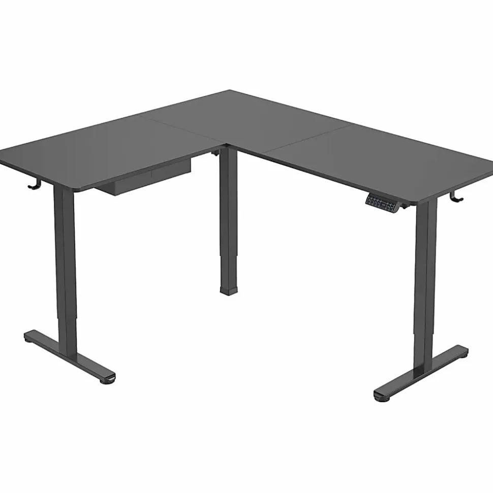 Mount-It! Large Electric 63”W Adjustable Height Corner Standing Desk, Black