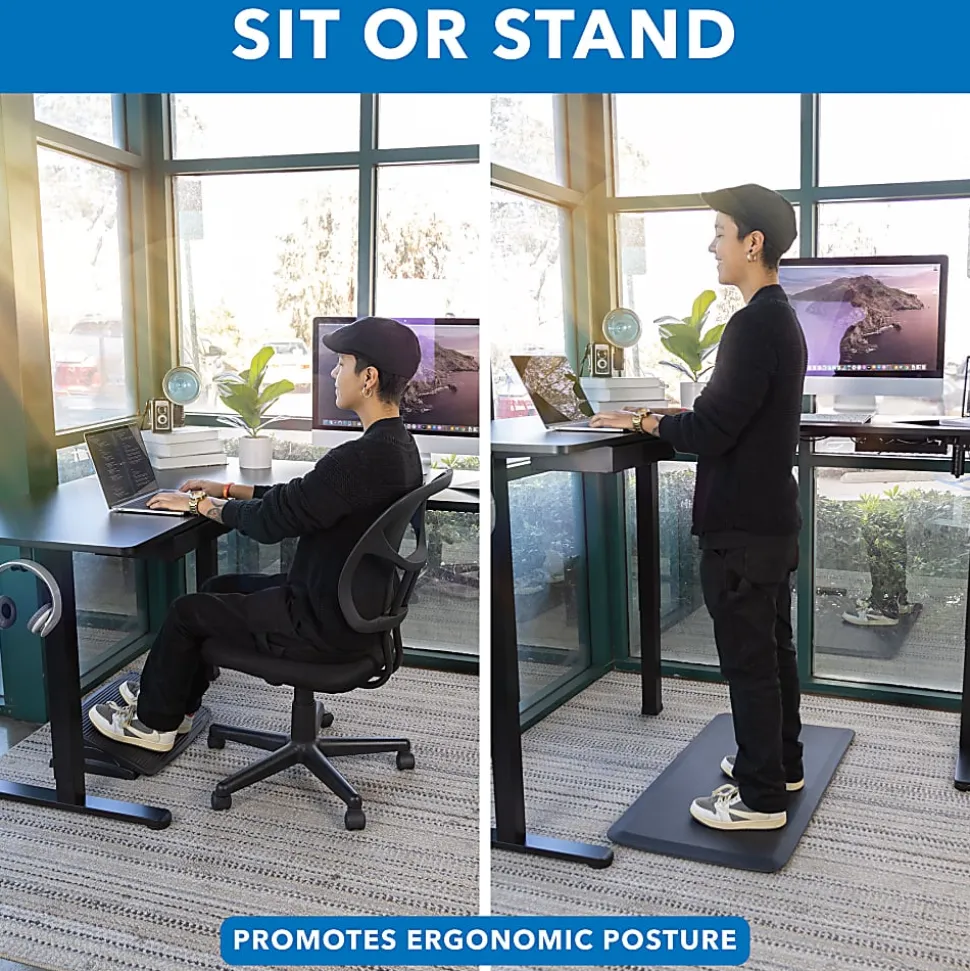 Mount-It! Large Electric 63”W Adjustable Height Corner Standing Desk, Black