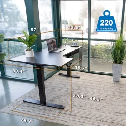 Mount-It! L-Shaped Electric Height-Adjustable Sit-Stand Desk, Black