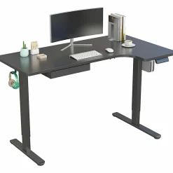 Mount-It! L-Shaped Electric Height-Adjustable Sit-Stand Desk, Black