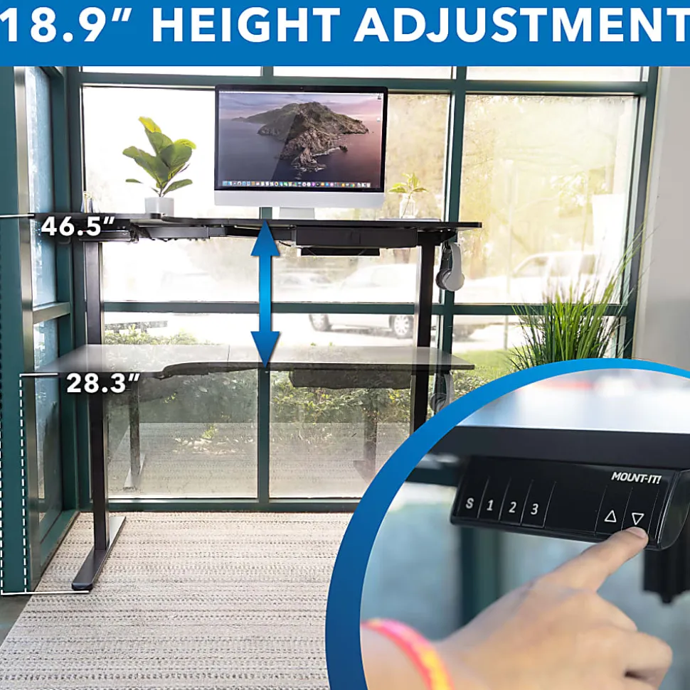 Mount-It! L-Shaped Electric Height-Adjustable Sit-Stand Desk, Black