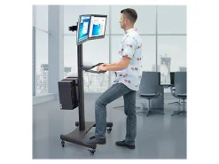 Mount-It! MI-7986 Adjustable PC Mobile Workstation For Dual Monitors, 45"H x 28-1/2"W x 8"D, Black