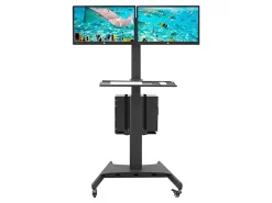 Mount-It! MI-7986 Adjustable PC Mobile Workstation For Dual Monitors, 45"H x 28-1/2"W x 8"D, Black