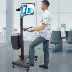 Mount-It! MI-7986 Adjustable PC Mobile Workstation For Dual Monitors, 45