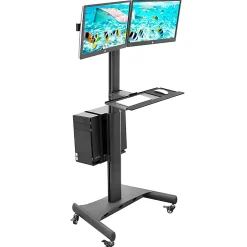 Mount-It! MI-7986 Adjustable PC Mobile Workstation For Dual Monitors, 45