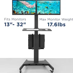 Mount-It! MI-7986 Adjustable PC Mobile Workstation For Dual Monitors, 45