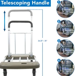 Mount-It! MI-950 Aluminum Heavy-Duty Folding Platform Hand Truck With Expandable Base, 35