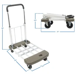 Mount-It! MI-950 Aluminum Heavy-Duty Folding Platform Hand Truck With Expandable Base, 35