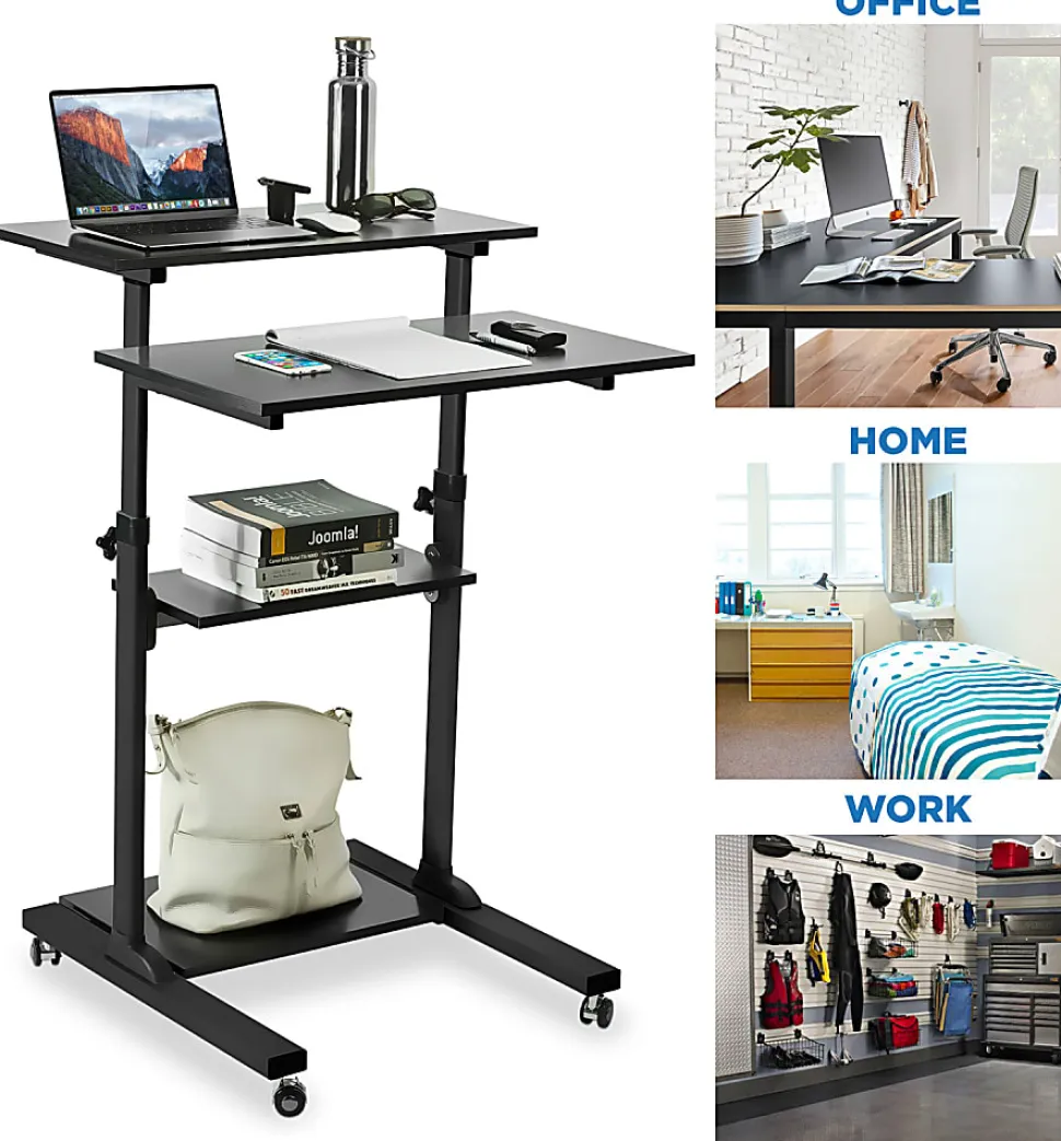 Mount-It! MI-7940B Mobile 37"W Stand-Up Desk, Black