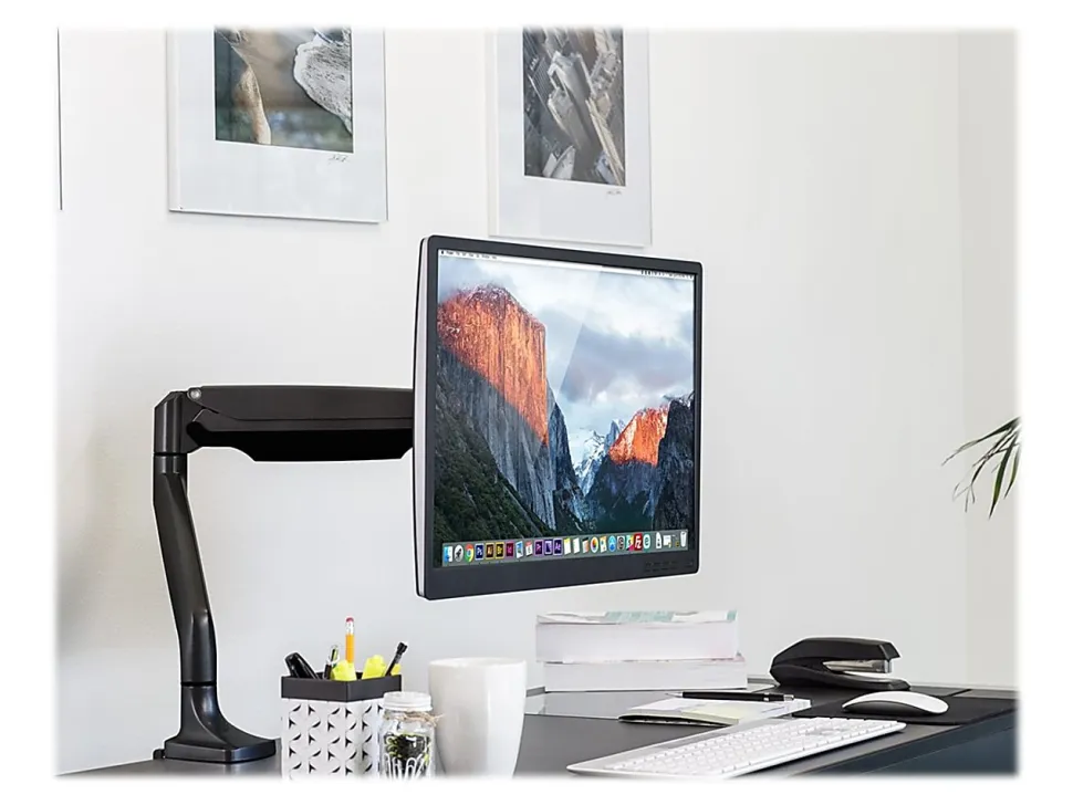 Mount-It! MI-1771B Single Monitor Desk Arm Mount, 19"H x 12"W x 4"D, Black