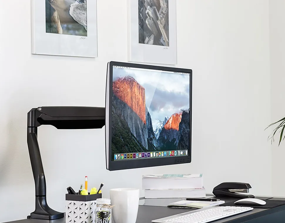 Mount-It! MI-1771B Single Monitor Desk Arm Mount, 19"H x 12"W x 4"D, Black