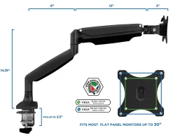 Mount-It! MI-1771B Single Monitor Desk Arm Mount, 19