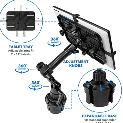 Mount-It! MI-7321 Carbon Fiber Cup Holder Tablet Mount, Black