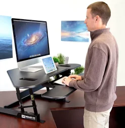 Mount-It! MI-7958 Corner 50"W Standing Desk Converter, Black