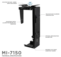 Mount-It! MI-7150 CPU Under Desk Mount Bracket, 3.5
