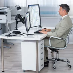 Mount-It! MI-4762 Dual-Monitor Arm Desk Mount, 17"H x 10"W x 4.3"D, Black