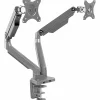 Mount-It! MI-2762 Dual-Monitor Arm Mount With USB Port, 16"H x 10"W x 6.6"D, Silver