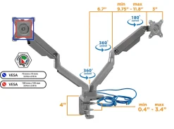Mount-It! MI-2762 Dual-Monitor Arm Mount With USB Port, 16