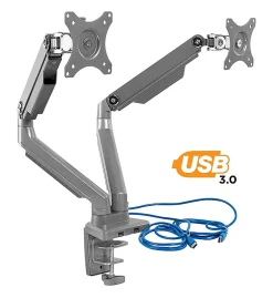 Mount-It! MI-2762 Dual-Monitor Arm Mount With USB Port, 16