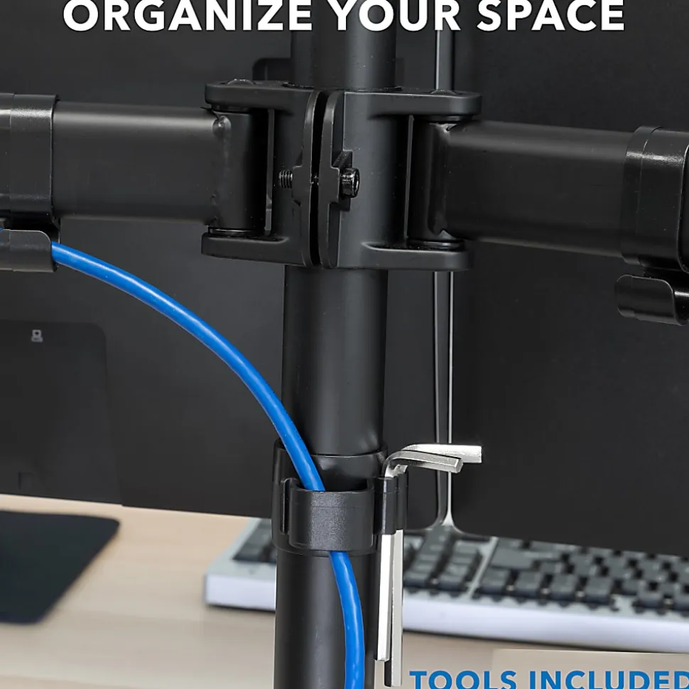 Mount-It! MI-1752 Dual Monitor Desk Mount For 13 - 27" Monitors, 17-1/4"H x 34"W x 5-1/2"D, Black