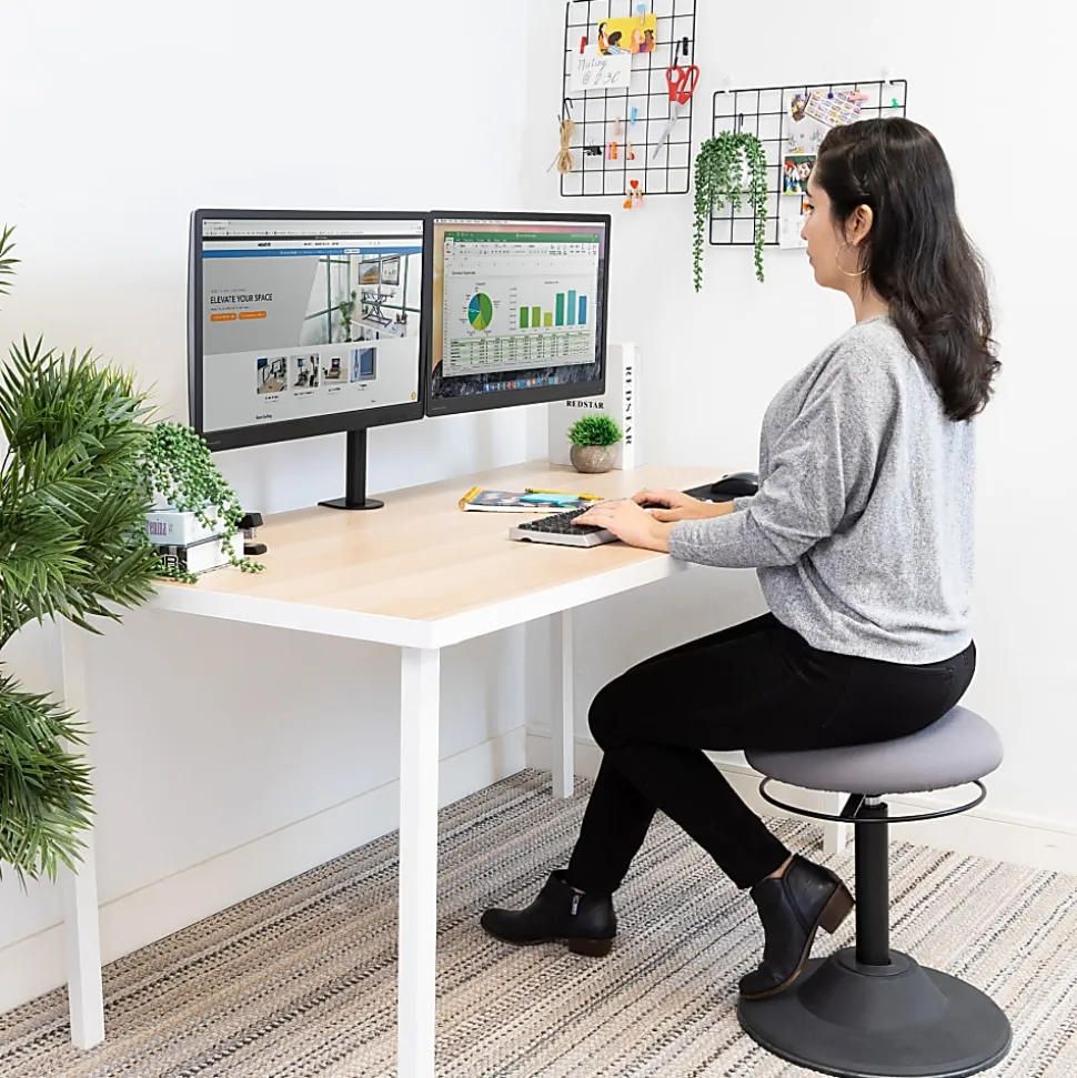 Mount-It! MI-1752 Dual Monitor Desk Mount For 13 - 27" Monitors, 17-1/4"H x 34"W x 5-1/2"D, Black