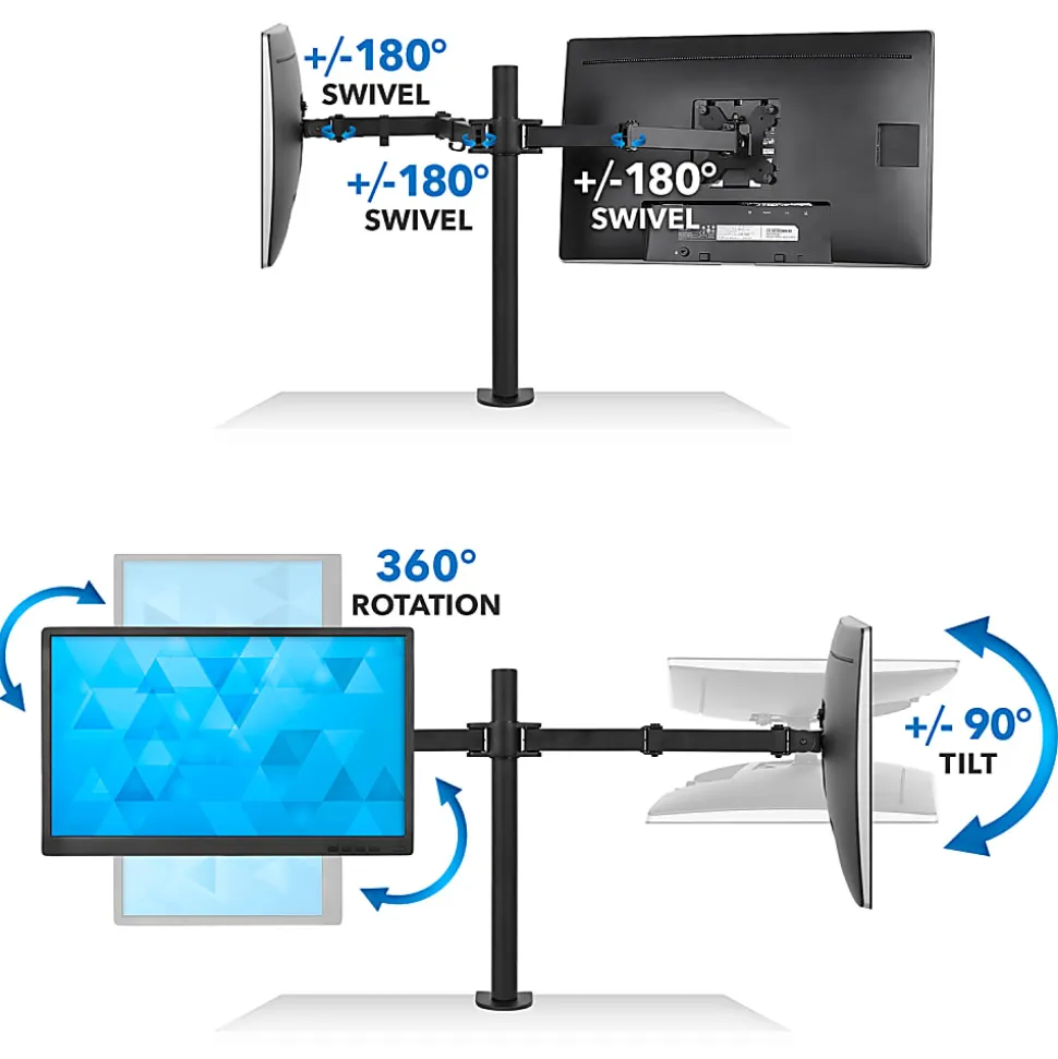 Mount-It! MI-2752 Dual Monitor Mount for 17"-32" Inch Computer Screens, Black
